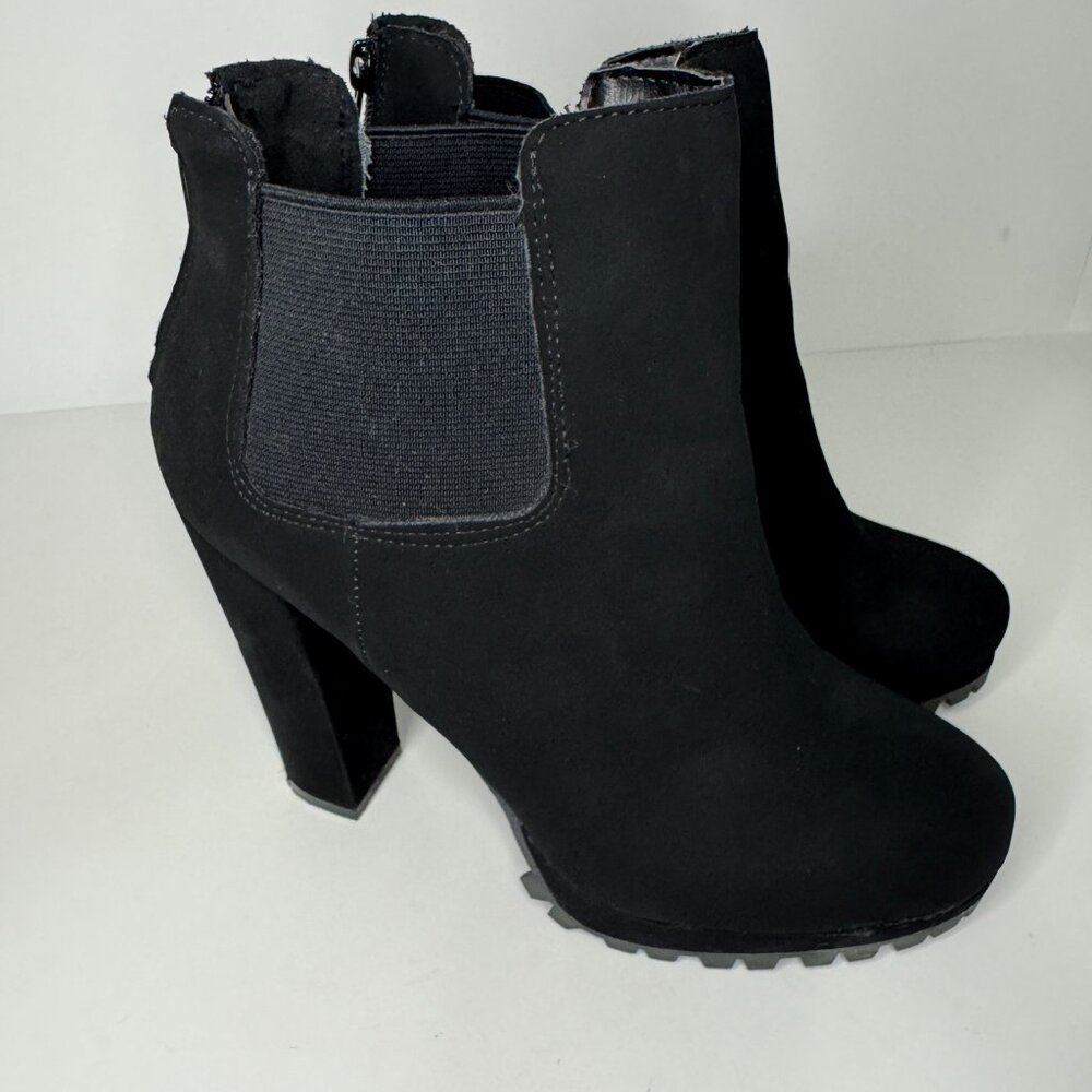 Classic Women's Boots, Chunky heel, High Platform Zipper, Black Size 7.5